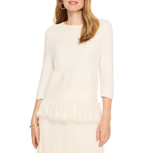Nic+Zoe Womens  Feather Fringe Sweater - Picture 1 of 3